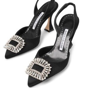 Manolo Blahnik black slingback heels